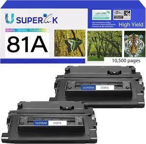 2PK Compatible Toner Cartridge Replacement for HP 81A CF281A Work with Laserjet Enterprise MFP M605 M604 M604N M604DN M605N M605DN M605X M630 M606 M630h M630dn Printer (Black, 10,500 Pages)