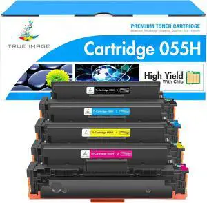 TRUE IMAGE Compatible 055H 055 Toner Cartridge Replacement for Canon 055H 055 High Capacity for Canon Color ImageCLASS MF743Cdw MF741Cdw MF746Cdw MF743 Printer (Black Cyan Magenta Yellow, 4-Pack)