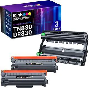 E-Z Ink Compatible Toner Cartridge and Drum Unit Replacement for Brother TN-830 TN830 Toner Cartridges DR830 DR830 Drum Unit for HL-L2460DW DCP-L2640DW Printer (3 Pack )