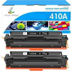TRUE IMAGE Compatible Toner Cartridge Replacement for HP 410A CF410A CF410X 410X Color Pro MFP M477fnw M477fdw M477 M452dn M452nw M477fdn M452dw M452 M377dw Printer Ink (Black, 2-Pack)