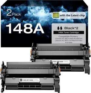 148A Toner Cartridge (with Chip) Compatible Replacement for 148A Toner Cartridge 148A 148X Works with Laserjet Pro 4001n 4001dn 4001dw, MFP 4101fdw 4101fdn 4101fdwe (Black, 2-Pack)