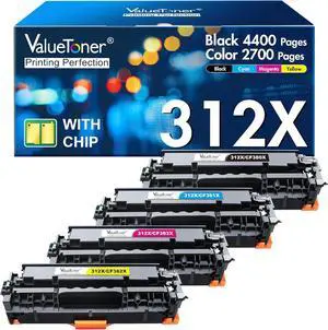 Valuetoner Remanufactured Toner Cartridges Replacement for HP 305A HP 312A Toner Cartridges 305X 312X High Yield for Laserjet Pro 400 300 Color M451dn M451dw M451nw M475dw MFP M476nw Printer (4-Pack)