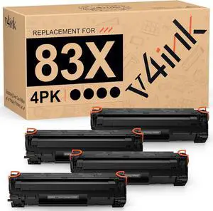 v4ink 4 Packs Compatible CF283X Toner Cartridge Replacement for HP 83X 83A CRG-137 for use in HP Laserjet Pro M201 M201dw M201n MFP M225 M225dn M225dw M225rdn Series Printer