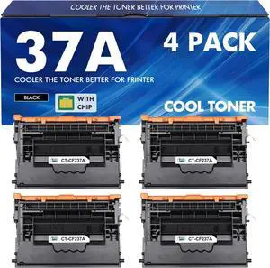CF237A 37A Black Toner Cartridge 4-Pack Compatible for HP 37A Black Toner Cartridge CF237A 37X CF237X for Enterprise M607n M607dn M608n M608dn M607 M608 M609 MFP M631 M632 M633 Series Printer