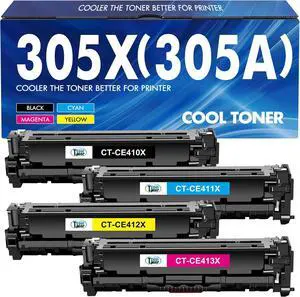 305X 305A Toner Cartridge 4-Piece Combo Pack Compatible for HP 305X 305A CE410X CE411X CE412X CE413X for HP Laserjet Pro 400 Color MFP M451nw M475dn M451dn M351 M375 M451 M475 Series Printer