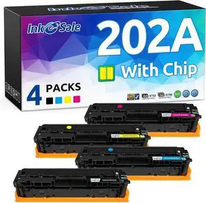 INK E-SALE 202A CF500A Remanufactured 202A CF500A CF501A CF502A CF503A Toner Cartridge Replacement for HP Color Pro M254 M254dw M254nw M280 M280nw M281 M281cdw M281fdn M281fdw Printer (4 Packs)