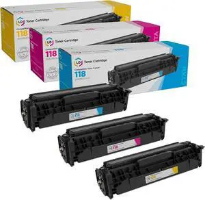 LD Products Remanufactured Toner Cartridge Replacements for Canon 118 (3 Pack - Cyan, Magenta, Yellow) for use in ImageClass LBP7200Cdn, LBP7660Cdn, MF726Cdw, MF729Cdw, MF8350Cdn, MF8380Cdw, MF8580Cdw