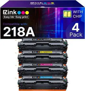 E-Z Ink 218A Toner Cartridge 4 Pack with Chip 218X 3301fdw 3201dw Compatible for HP 218A 218X High Yield for Color Laserjet Pro MFP 3301cdw 3301fdw 3301sdw 3201dw Printer Ink Set W2180A (B C Y M)