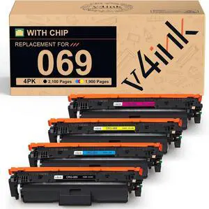 v4ink 069 069H Toner Cartridge Compatible Replacement for Canon 069 Toner Cartridge Set for use with Canon imageCLASS LBP670C MF756Cx MF750C Series LBP673Cdw LBP674Cdw MF753Cdw MF754Cdw Printer 4Pack