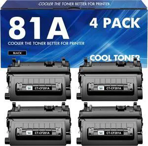 CF281A 81A Black Toner Cartridge4-Pack Compatible Replacement for HP 81A CF281A 81X CF281X Toner Cartridge for HP Laserjet Enterprise MFP M604 M605 M630h M630dn M630f M630z M606 M630 Printer