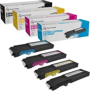 LD Products Compatible Toner Cartridge Replacements for Dell Color Laser C3760 C3765 Extra High Yield (331-8429 Black, 331-8432 Cyan, 331-8431 Magenta, 331-8430 Yellow, 4-Pack)