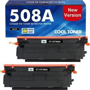 508X 508A Black Toner Cartridge 2-Pack High Yield Replacement for HP 508A 508X M553 CF360X CF360A Toner for Enterprise M553 M552 553 MFP M577 M553dh M553dn M553n M553x Printer Ink (New Version