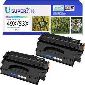 USUPERINK Compatible Q5949X Q7553X Toner Cartridge Replacement for HP 49X Q5949X 53X Q7553X for HP Laserjet P2015dn P2015 P2015d 1320 1320n 3390 3392 M2727nf P2014 P2010 Printer (Black, 2-Pack)