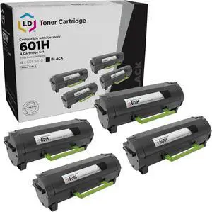 LD Compatible Toner Cartridge Replacement for Lexmark 601H 60F1H00 High Yield (Black, 4-Pack) Compatible with MX310dn MX410de MX510de MX511de MX511dhe MX511dte MX610de MX611de