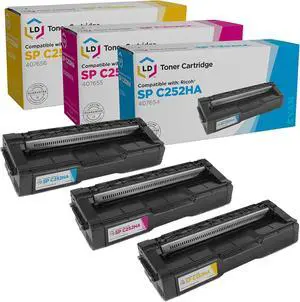 LD Products Compatible Toner Cartridge Replacement for Ricoh SP C252HA (Cyan, Magenta, Yellow, 3-Pack) Compatible with The Following Printer Models C252DN C252SF C262DNw C262SFNw
