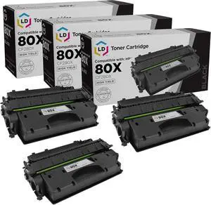 LD Compatible Toner Cartridge Replacements for HP 80X CF280X High Yield (Black, 3-Pack)