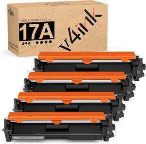 v4ink Compatible Toner Cartridge Replacement for HP 17A CF217A with Laserjet Pro MFP M130nw M130fn M130fw M130 M130a M102 M102a M102w Printer (Black, 4-Pack)
