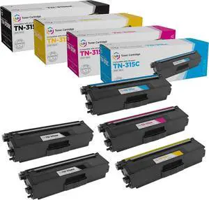LD Products Compatible Toner Cartridge Replacement for Brother TN315 High Yield (2 Black, 1 Cyan, 1 Magenta, 1 Yellow, 5-Pack) Compatible w HL-4150cdn HL-4570cdwt MFC-9560cdw MFC-9970cdw and More