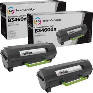 LD Products Toner Cartridge Compatible with Replacement for Dell B3460 331-9807 Extra High Yield (Black, 2-Multipack) Compatible with Dell Laser B3460dn