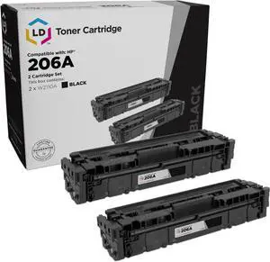 LD Products Compatible Toner Cartridge Replacement for HP 206A 206X W2110A W2110X (Black, 2-Pack) for HP Color Pro M283fdw M255dw MFP M283cdw M282nw M283 M255 Printer Ink
