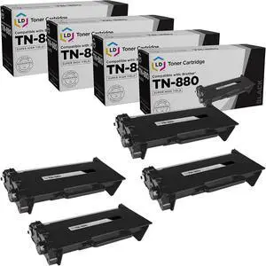 LD Products Compatible Toner Cartridge Replacement for Brother TN880 Super High Yield (Black, 4-Packs) for use in DCP-L6600DW HL-L6200DW HL-L6200DWT HL-L6250DN HL-L6250DW HL-L6300DWT & HL-L6300DW