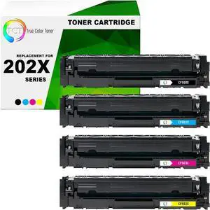 TCT Premium Toner Cartridge 4 Pack - Compatible Replacement for HP 202X CF500X CF501X CF502X CF503X High Yield, Works with HP Color Laserjet Pro MFP M280NW M254DW, 202X HP Color Toner Cartridges