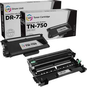 LD Products Compatible Toner Cartridge & Drum Unit Replacements for Brother TN750 High Yield & DR720 (1 Toner, 1 Drum, 2-Pack) Compatible with Brother DCP-8110DN, DCP-8155DN, HL-5450DN, MFC-8710DW