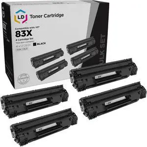 LD Products Compatible CF283X Replacement for 83X Toner Cartridge Black for use in HP Laserjet Pro M225dw M201dw, MFP M225dn, M201dw, MFP M225dn, MFP M225dw, M225nw (4-Pack)