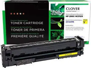 Clover Remanufactured High Yield Toner Cartridge (Reused OEM Chip) Replacement for HP 206X (W2112X) | Yellow