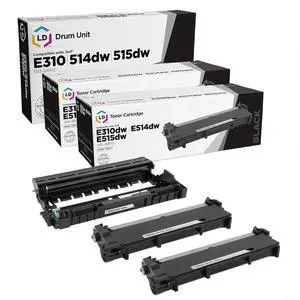 LD Products Compatible Toner and Drum Cartridge Replacements for Dell 593-BBKD and 593-BBKE (2 Toner, 1 Drum, 3 Cartridge Pack) Compatible with Dell Laser E310dw E514dw E515dn E515dw