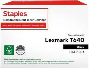 STAPLES Remanufactured Toner Cartridge Replacement for Reman Blk Toner Crtg Lexmark 64015SA 64015HA 64035HA 64004HA (Black)