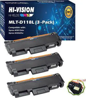 HI-VISION HI-YIELDS (Three-Pack) Compatible MLT-D118L Toner Cartridge Replacement, for Samsung Xpress M3065FW M3015DW (Black), Sold