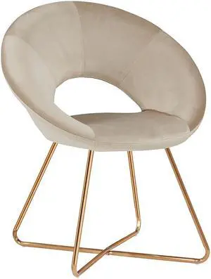 Modern Accent Velvet Upholstered Chair Arm Chair with Golden Metal Legs for Living Room Home Office