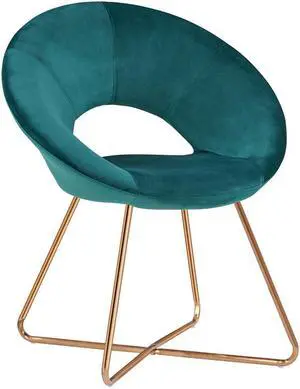 Modern Accent Velvet Upholstered Chair Arm Chair with Golden Metal Legs for Living Room Home Office