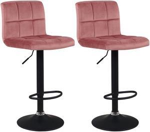 Adjustable Hydraulic Swivel Barstools with Backrest Set of 2