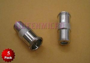 5 Pack x F-type Quick Push-On Adapter Male - Female Coax Coaxial Cable Connector