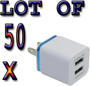 LOT of 50 x 2Ports Dual USB AC Wall Charger for  3 4  iPhone 6 6s 5 4 3