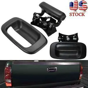 Black Tailgate Handle Bezel Trim Kit For 1999-2007 Chevy Silverado GMC Sierra