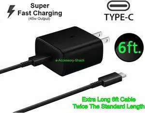 45w USB-C Super Fast Wall Charger+6ft Cable For  Galaxy Note 10+5G+Lite