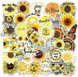 Sunflower Stickers|50-Pack | Cute,Waterproof,Aesthetic,Trendy Stickers For Teens,Girls,Perfect For Laptop,Hydro Flask,Phone,Skateboard,Travel| Extra Durable Vinyl (Sunflower Stickers)