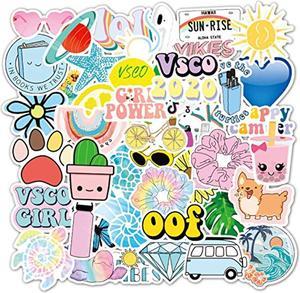 50pcs/Pack Cute Waterproof Stickers for Water Bottles VSCO stickers Cup  Aesthetic Vinyl Sticker Decals for Teens Perfect for Hydro Flask Bottles  Laptop MacBook Skateboard Motorcycle Luggage Aquatic Sporting Supplies