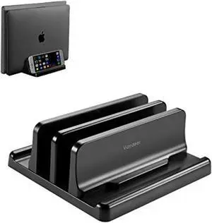 Dual-Slot Adjustable Vertical Laptop Stand Made Of Premium Abs Plastic 3 In 1 Design Space-Saving For All Macbook/Chromebook/Surface/Dell/Ipad Up To 17.3 Inches - Black Dual-Slot Adjustable Vertical Laptop Stand Made Of Premium Abs Plastic 3 In 1 Design Space-Saving For All Macbook/Chromebook/Surface/Dell/Ipad Up To 17.3 Inches - Black