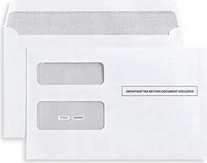 1099 Misc Tax Envelopes, Double-Window Security Envelope For 1099 Income Misc And 1099-R & Div - Int Tax Form,5 5/8 Inch X 9 Inch, Gummed Flap, 25 Form Envelopes