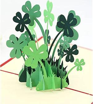 Three-Leaf Clover Greeting Card 3D Pop Up Card Green Greeting Card Thanksgiving Card MotherS Day Pop Up Card, Anniversary Pop Up Cards,Great Greeting Card Gift For Friends, Mom, Dad, Wife