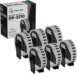 Compatible Brother Dk-2210 6 Rolls Of White Label Tape / 1.1 In X 100 Ft