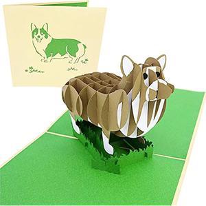 Corgi Puppy 3D Pop Up Greeting Card For All Occasions - Corgi Gift, Furry Corgi Butt, Dog Mom - Folds Flat For Mailing - Mothers Day Card, Happy Birthday, Get Well, Kids Card, Mom Gift
