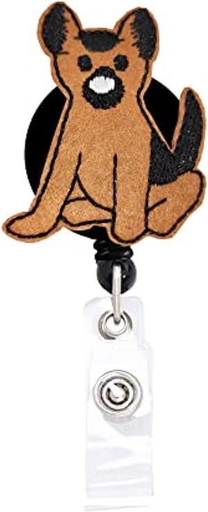 German Shepherd Dog Retractable Badge Reel Id Tag, With Alligator Clip ,24In Nylon Cord, Nurse Office Employee Name Badge