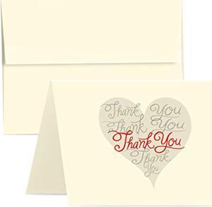 Happy ValentineS Day Greeting Thank You Cream Cards & Envelopes, Cute & Romantic Love Hearts Greetings For Husband, Wife, Boyfriend Or Girlfriend | 5 X 7 (A7 Size) | 25 Cards & 25 Envelopes