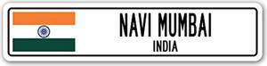 Navi Mumbai India Street Sign Indian Flag City Country Road Wall Gift