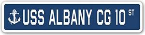 Uss Albany Cg 10 Street Sign Us Navy Ship Veteran Sailor Gift